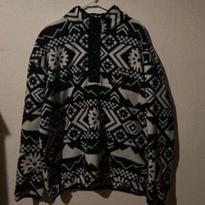 Columbia Black and White Geometric Aztec Teddy Jacket